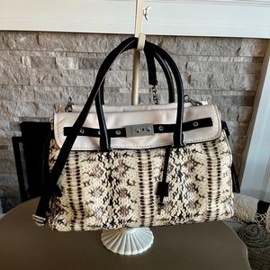 Michael Kors Leather Snakeskin Chain Key Lock Crossbody Satchel